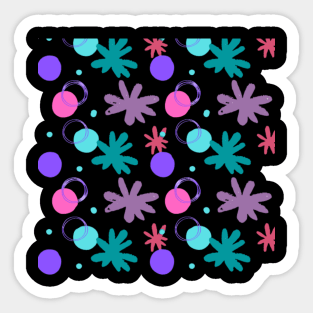 Pink Circle and violet flowers pattern Sticker